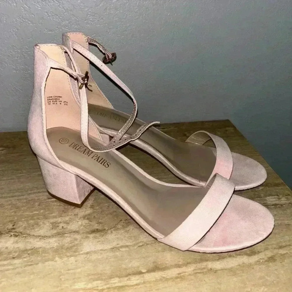 DREAM PAIRS Women's Low-Chunk Low Heel Pump Sandals Blush Pink - Picture 4 of 9